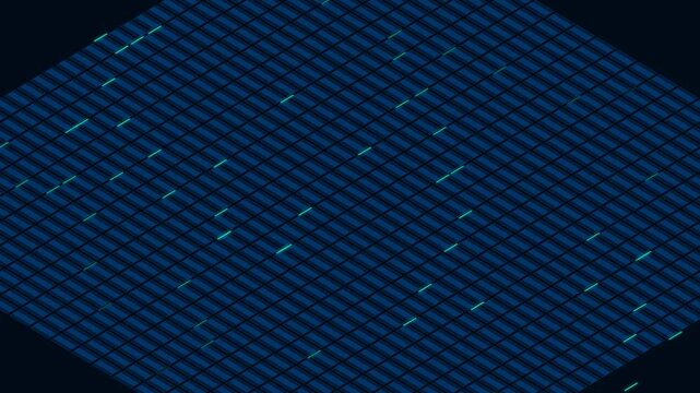 A dark blue grid pattern with thin green lines moving across it in a seamless loop animation.