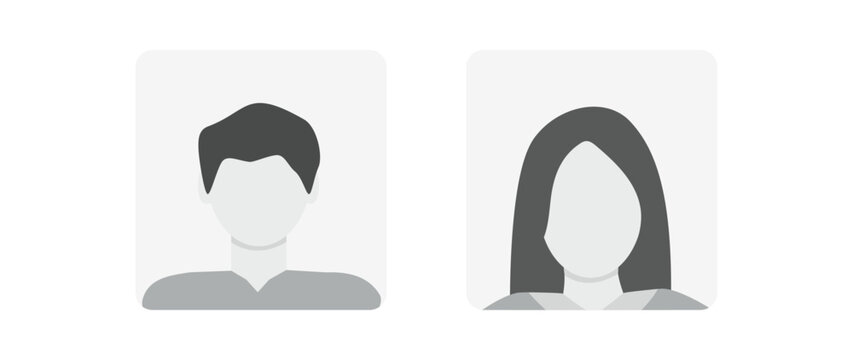 Vector flat illustration in grayscale. Avatar, user profile, face icon, gender neutral silhouette, profile picture. Suitable for social media profiles, icons, splash screens and as a template.