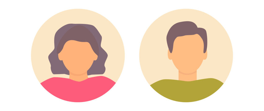 Vector flat illustration. Bright avatar, user profile, face icon, gender neutral silhouette, profile picture. Suitable for social media profiles, icons, splash screens and as a template.