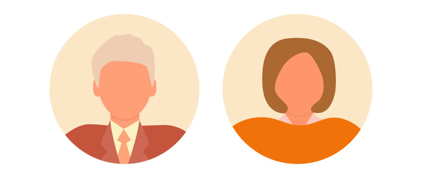 Vector flat illustration. Bright avatar, user profile, face icon, gender neutral silhouette, profile picture. Suitable for social media profiles, icons, splash screens and as a template.
