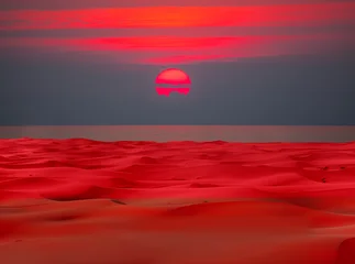Fototapete Rot Sahara desert with Atlantic ocean meets near coast - Morocco, North Africa  © muratart