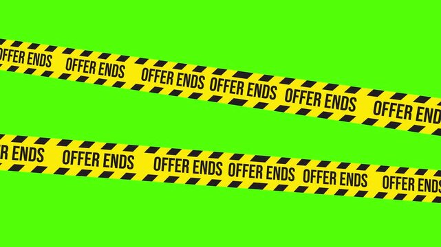 Offer Ends Caution Tape: A vibrant illustration showcasing bright yellow caution tape, boldly displaying the words Offer Ends, stands as a visual announcement against a striking backdrop. 