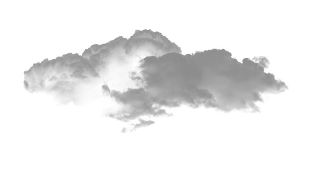 Fluffy grey cloud isolated on transparent background, atmospheric element