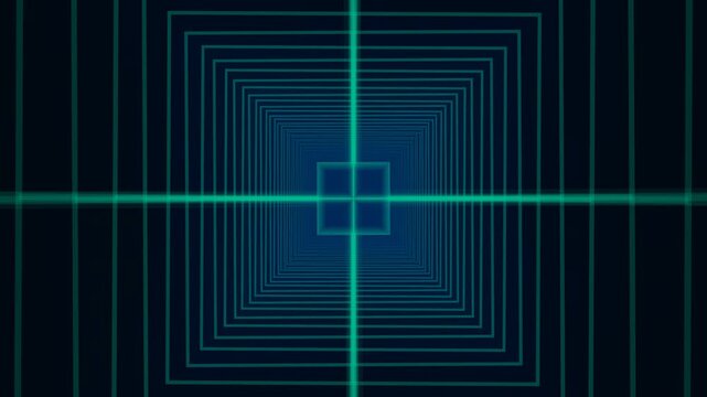 This animated motion background features a perspective grid of expanding squares and intersecting lines, creating a sense of depth and movement through a dark tunnel.