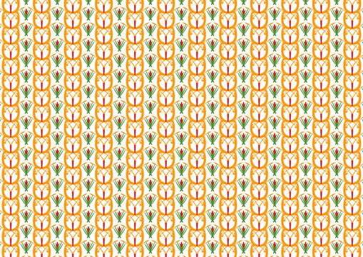 Thai traditional pattern background with abstract floral and geometric elements in gold, green, and red. Seamless luxury ornament for wallpaper, textile, and decorative design.