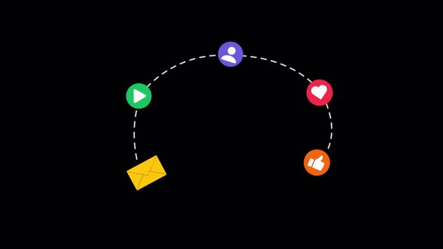 Social Media Icons Animation Video - Transparent
