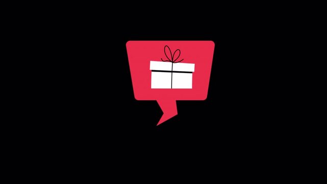 Gift Box Notification. Online Reward Concept Animation Video - Transparent