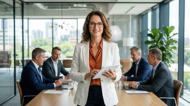 Focused professionals in a modern office engaging in collaborative deliberation and discussion.