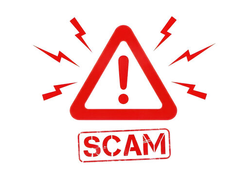 Warning symbol indicating a scam alert with lightning bolts isolated on transparent background