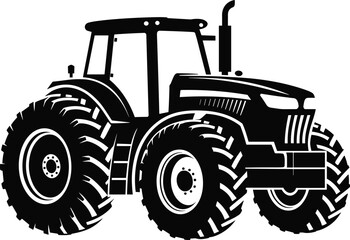 Black Silhouette Heavy Duty Farm Tractor Vehicle for Agriculture, Farming, and Rural Countryside Design Elements © sojibislam