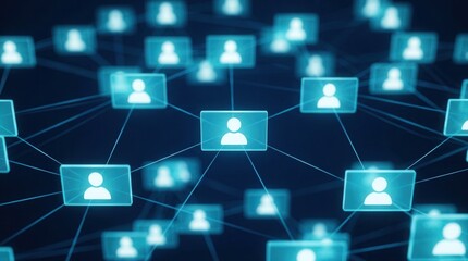 Fototapeta premium Digital organizational network representing internal messaging and team alignment.
