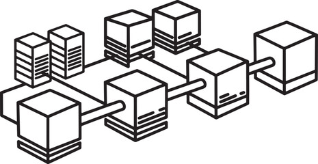 Fototapeta premium Geometric 3 d cubes connected with lines, black and white