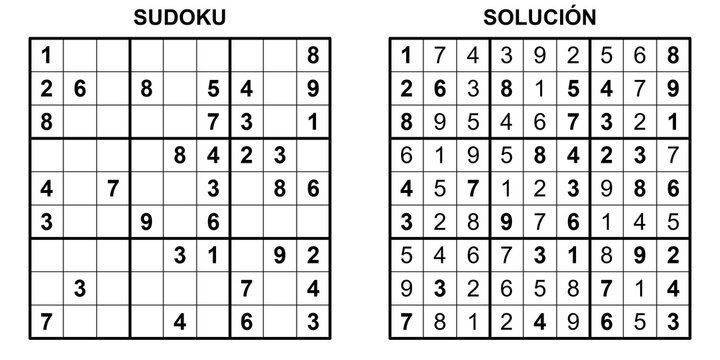 Cuadr&iacute;cula de juego Sudoku cl&aacute;sico nivel medio, rompecabezas num&eacute;rico