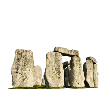 Close-up view of the ancient circle of standing stones and lintels isolated on transparent background PNG element