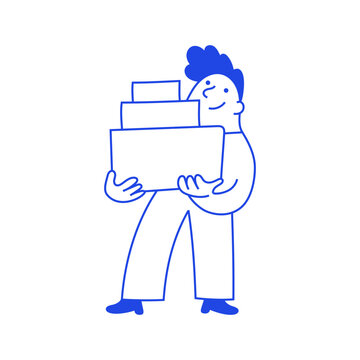 Vector illustration in simple hand drawn style, in trendy playful whimsical quirky style, friendly mascot, delivery concept