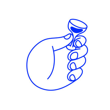 Vector simple minimal linear style illustration with sketch hand holding wine glasses, celebration and party vibe