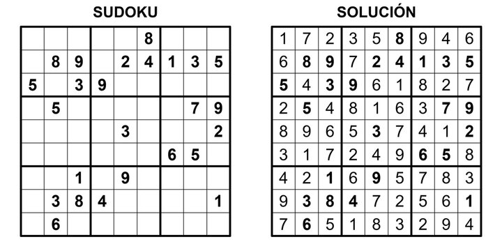 Cuadr&iacute;cula de Sudoku nivel dif&iacute;cil con respuesta, rompecabezas num&eacute;rico para imprimir