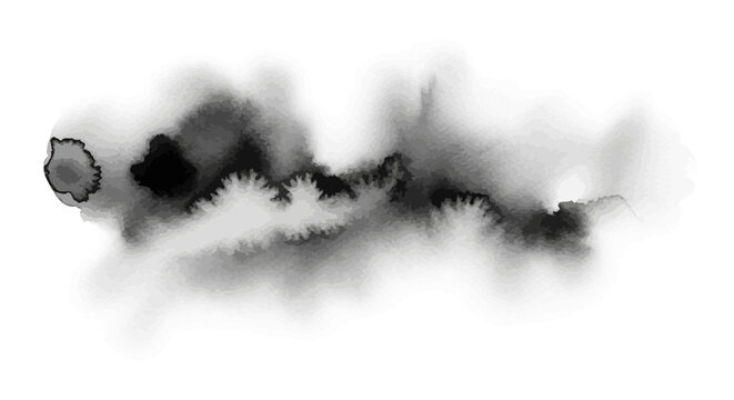 Abstract black ink wash painting texture on white background.