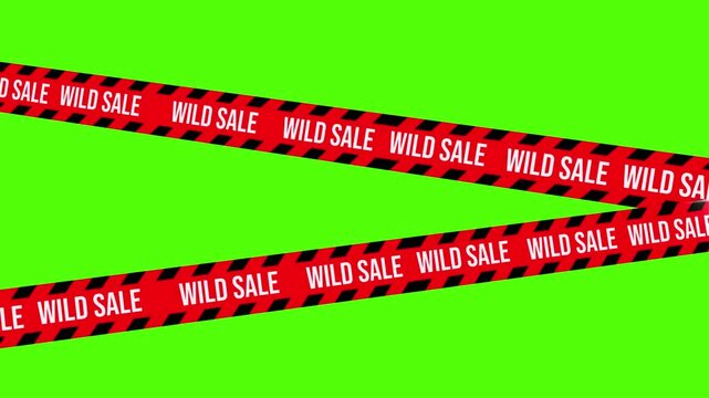 Wild Sale Announcement: Dynamic warning stripes emblazon a vivid green backdrop, heralding an impactful wild sale event with boldness and urgency.