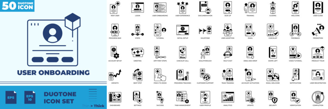 User Onboarding Duotone Editable Icons set