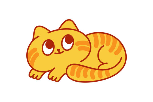 Vector logo design template and graphic element for advertising, branding, posters and banners, funny cartoon cat  illustration with smiling character and mascot