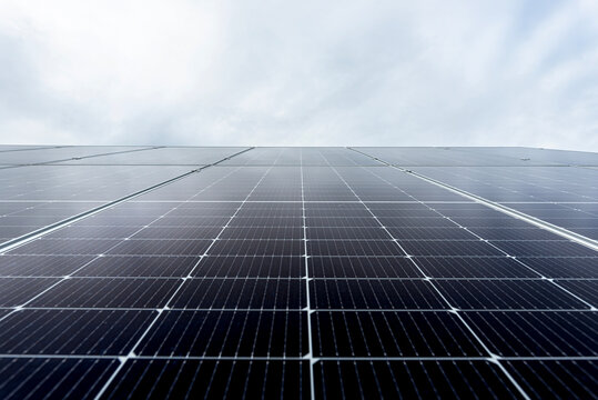 Photovoltaic solar panels generating sustainable energy in poland