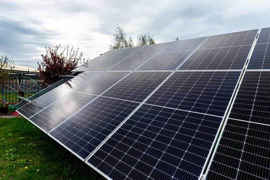 Photovoltaic solar panels generating clean energy in poland