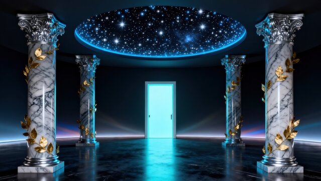 Marble columns with starry ceiling