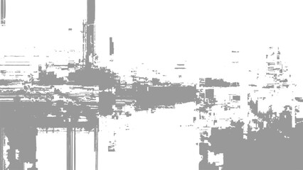 Fototapeta premium Glitchy distorted digital error fragmented damaged screen display with white background