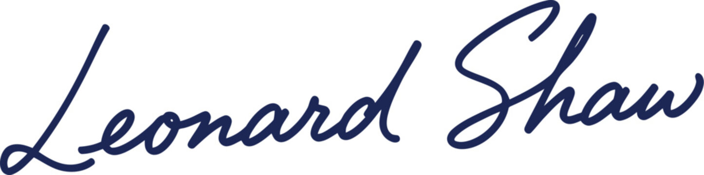 elegant handwritten signature of leonard shaw on white background
