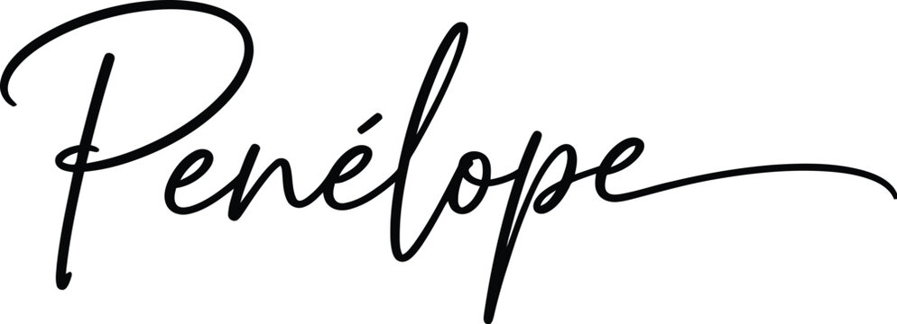 Elegant cursive handwritten signature Penelope for branding and personalization