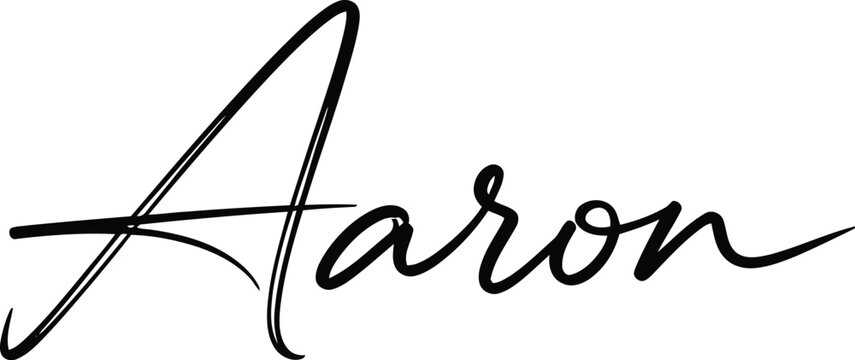 Handwritten signature of Aaron in elegant black calligraphy on white background