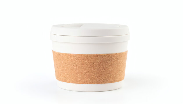 Reusable coffee cup with cork isolated