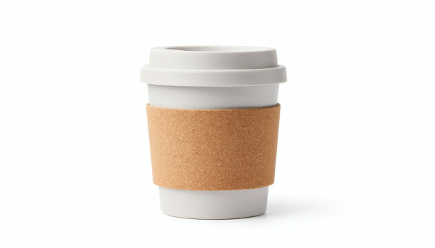 Reusable coffee cup with cork isolated