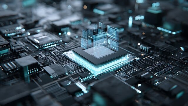 Microchip on Circuit Board.