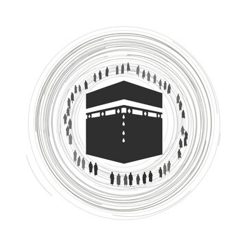 Kaaba building in Mecca illustration.