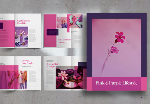 Pink and Purple Bold Modern Lifestyle Magazine Brochure Layout