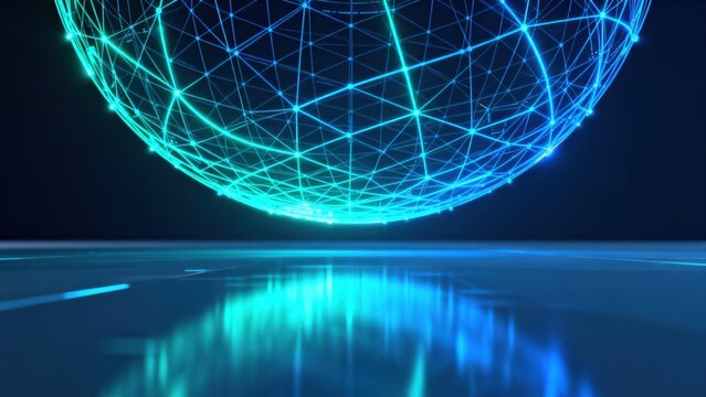 Abstract glowing sphere with network lines