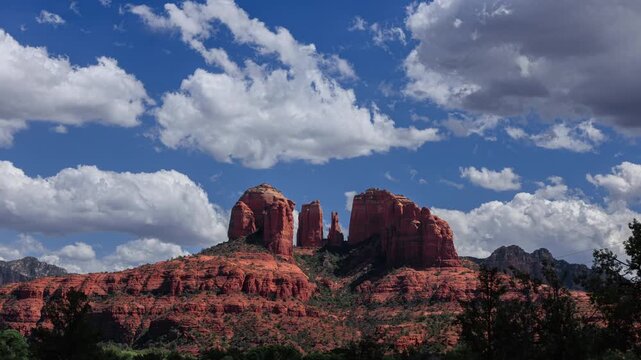 Happy Summer Clouds over Cathedral Rock in Sedona Arizona