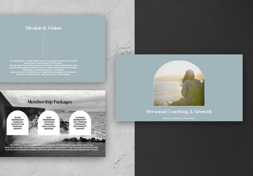Soft Blue Beige Minimal Elegant Personal Coaching Digital Presentation Layout