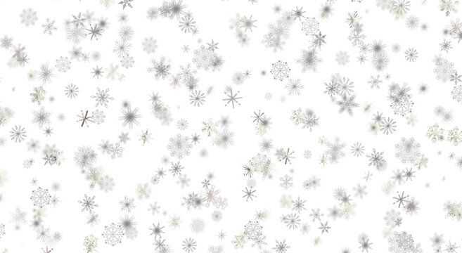 Decorative falling snowflake pattern design on white background. Perfect for winter, Christmas or h