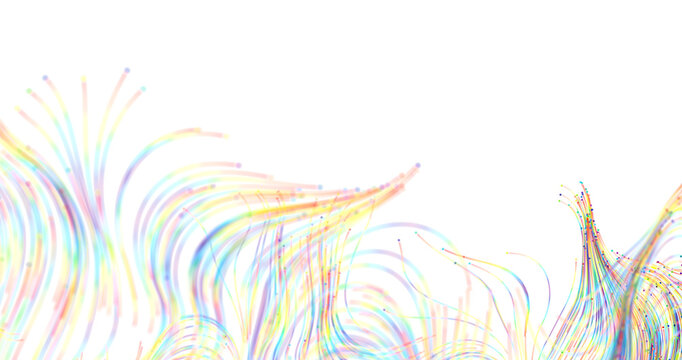 Dynamic colorful lines on a clean white background, creating an abstract and artistic des