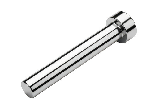 Stainless steel threaded rod with hex nut end cap isolated on transparent background