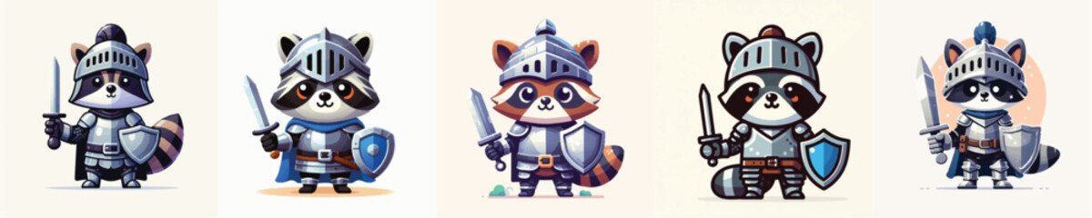 Obraz premium vector of raccoon knight
