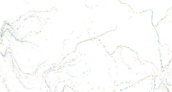 Abstract artwork with colorful dots and lines on a white backdrop, perfect for design nee
