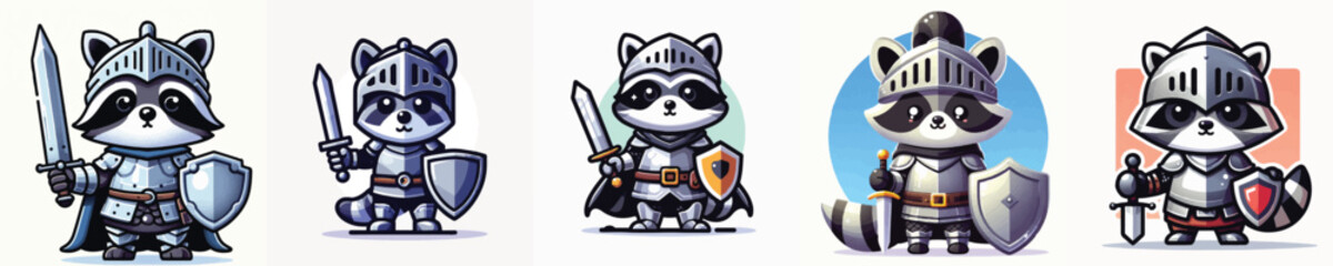Obraz premium vector of raccoon knight