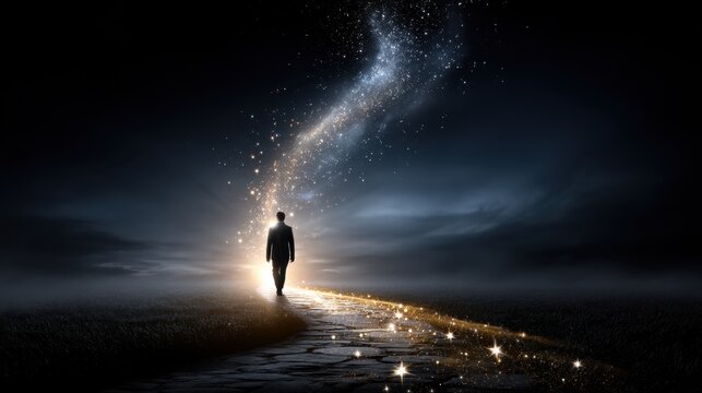 Dreams personified journey on a starry path cosmic landscape gigapixel vision ethereal atmosphere