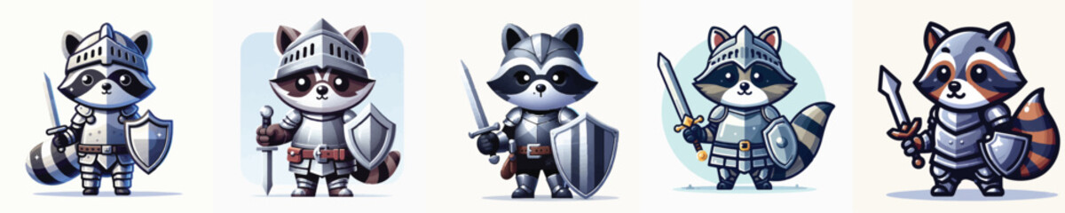 Obraz premium vector of raccoon knight