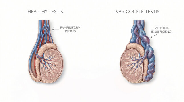 Varicocele Testis vs Healthy Testis Pampiniform Plexus Comparison