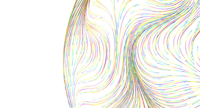 Abstract colorful lines with a bright white background create a sense of movement and ene